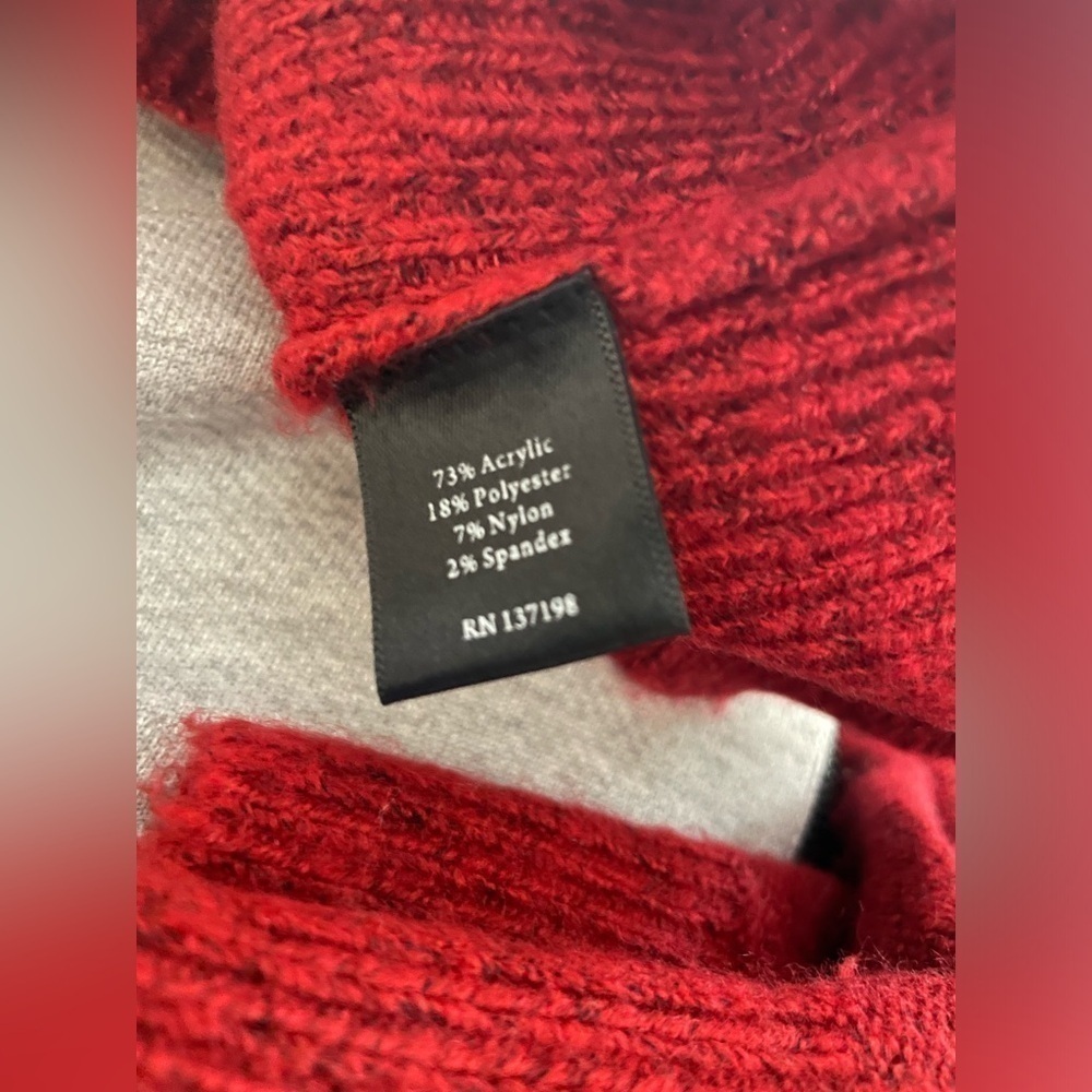 Marled x Olivia Culpo GRL PWR Destroyed Sweater in Red. - Size L​​​​​​​​​​​​ - Picture 10 of 12